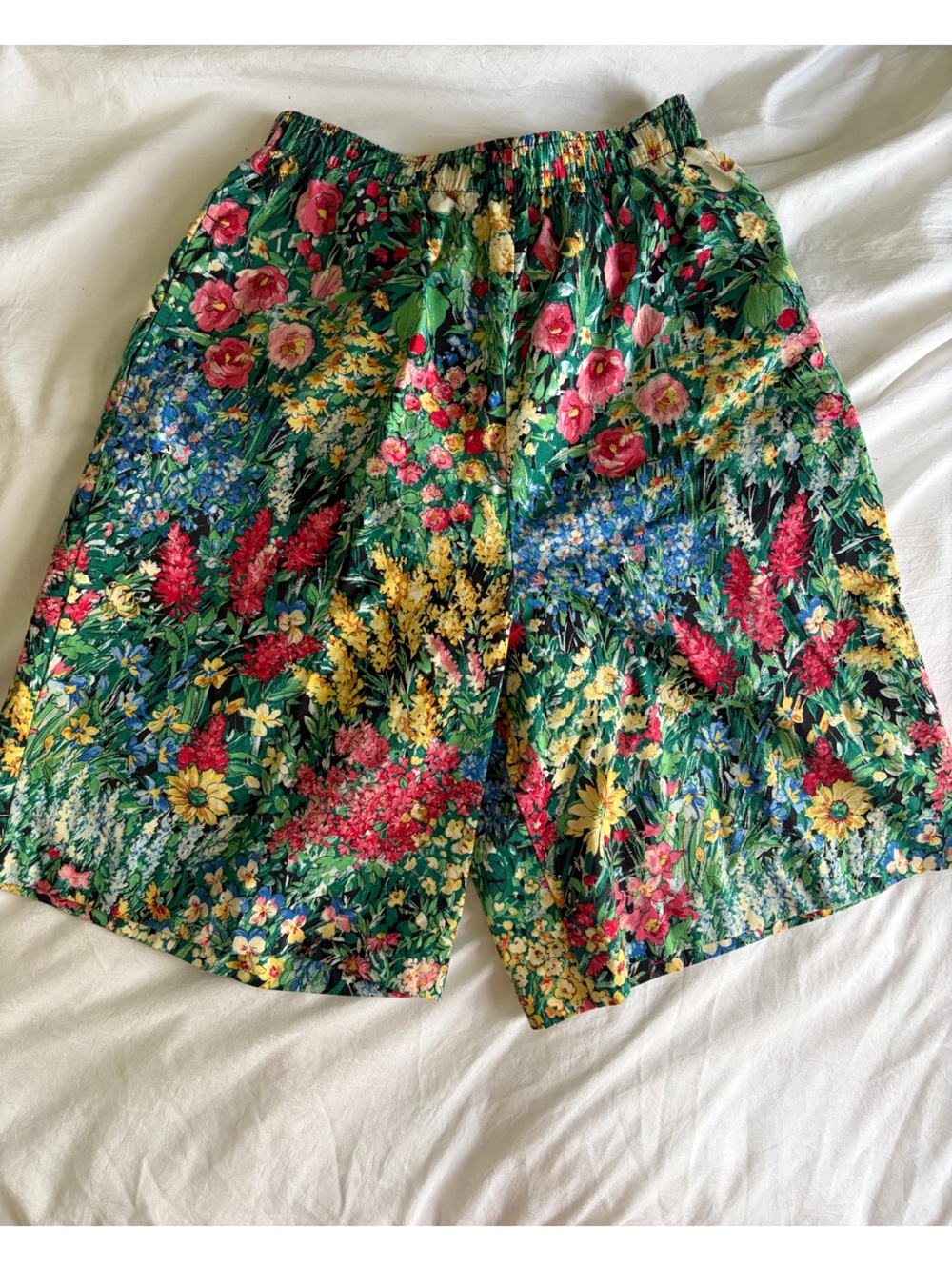 100% Cotton Floral Green Garden Print Shorts
